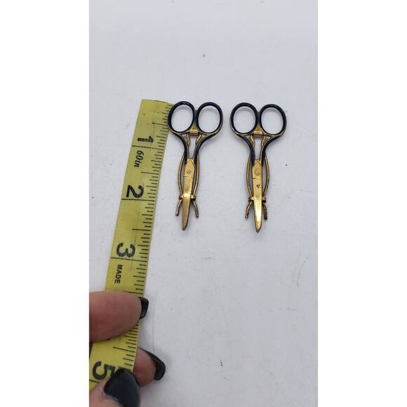 Set of 2 Vintage Gold Scissor Hair Barrette Scarf Clip Hair Sewing Collector main image 4